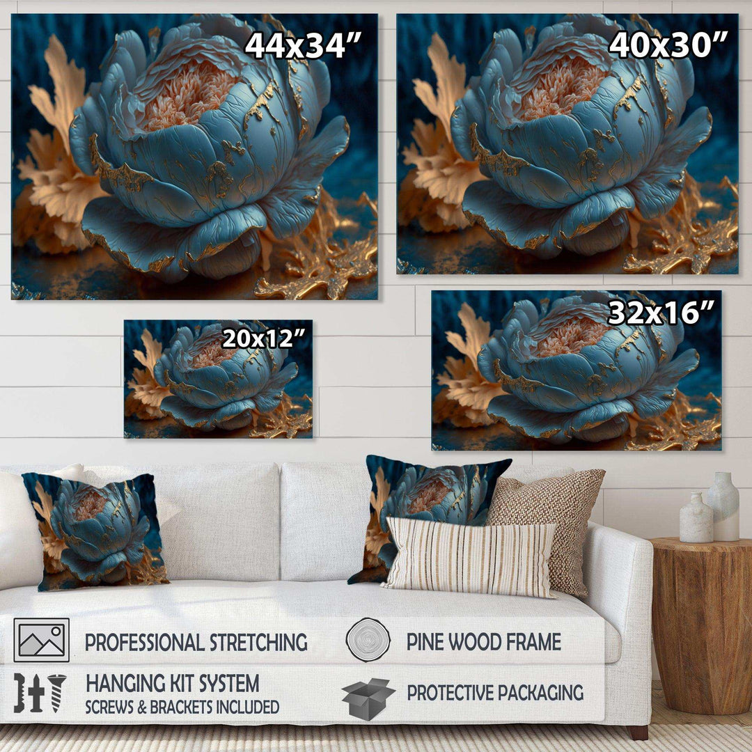 Ice Blue And Gold Peony II