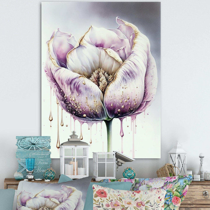 Cream And Purple Tulip III