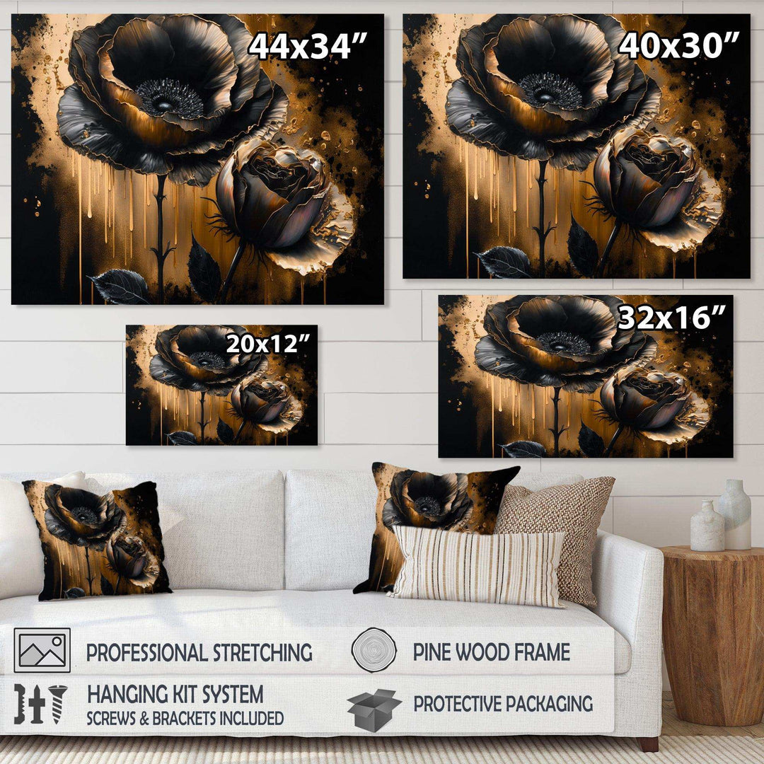 Black And Gold Popy Flowers II