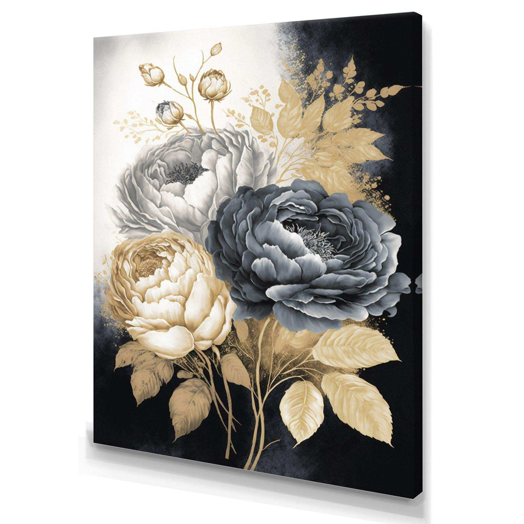 White, Gold And Black Rose Bouquet II