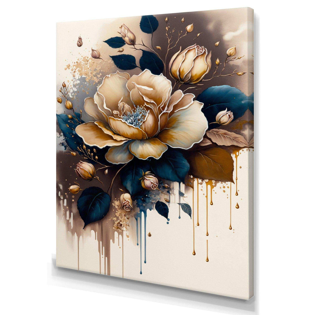 Brown And Blue Rose Design