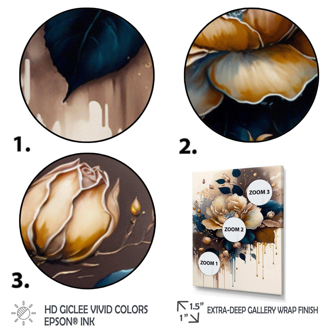 Brown And Blue Rose Design