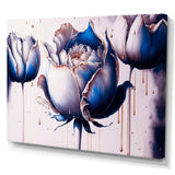 Ice Blue And Gold Paint Drip Tulip II