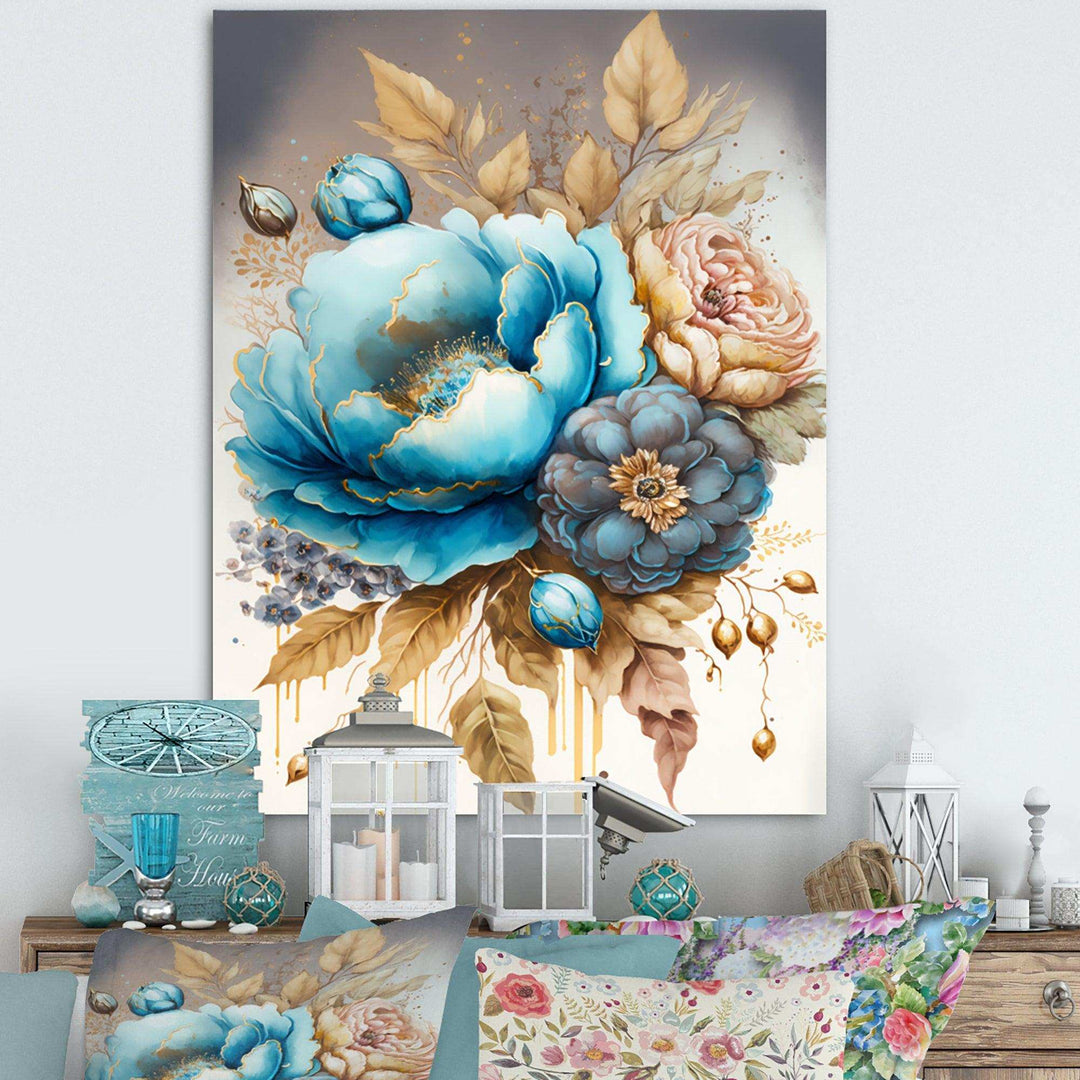 Blue And Gold Mixed Floral Bouquet I