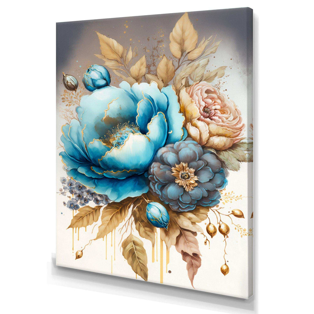 Blue And Gold Mixed Floral Bouquet I