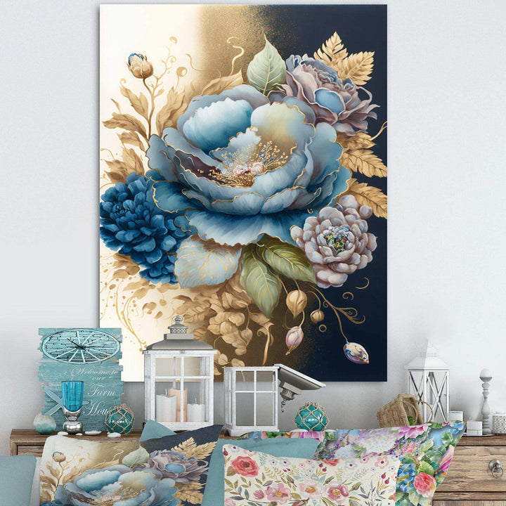 Blue And Gold Mixed Floral Bouquet III