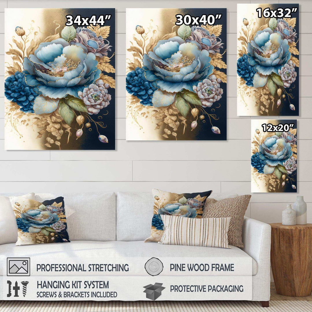 Blue And Gold Mixed Floral Bouquet III