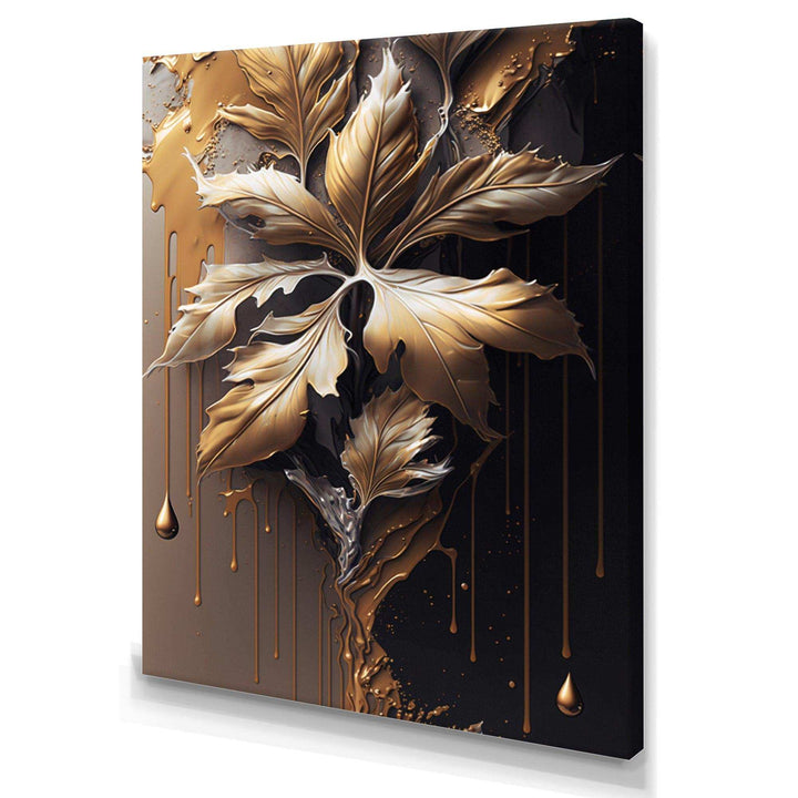 Gold Abstract Leaves I - Traditional Canvas Wall Art