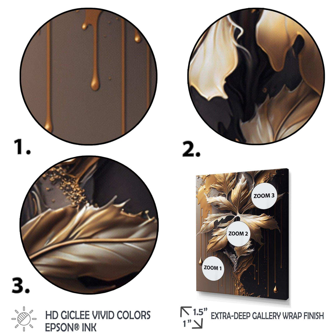 Gold Abstract Leaves I - Traditional Canvas Wall Art