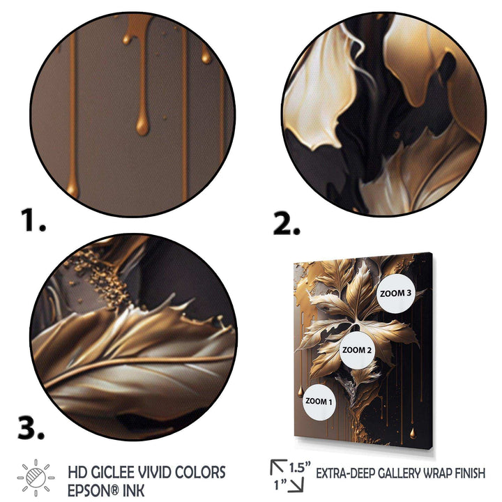 Gold Abstract Leaves I - Traditional Canvas Wall Art