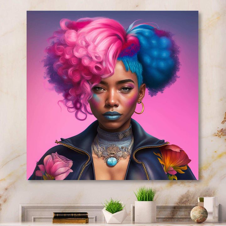 Pink And Blue African American Woman III