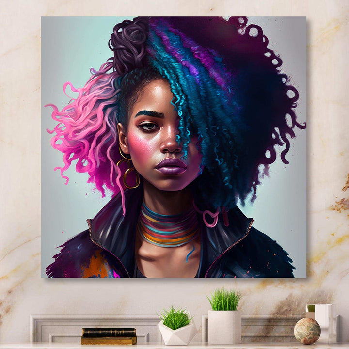 Fashion Hip Hop Girl In Pink And Blue I