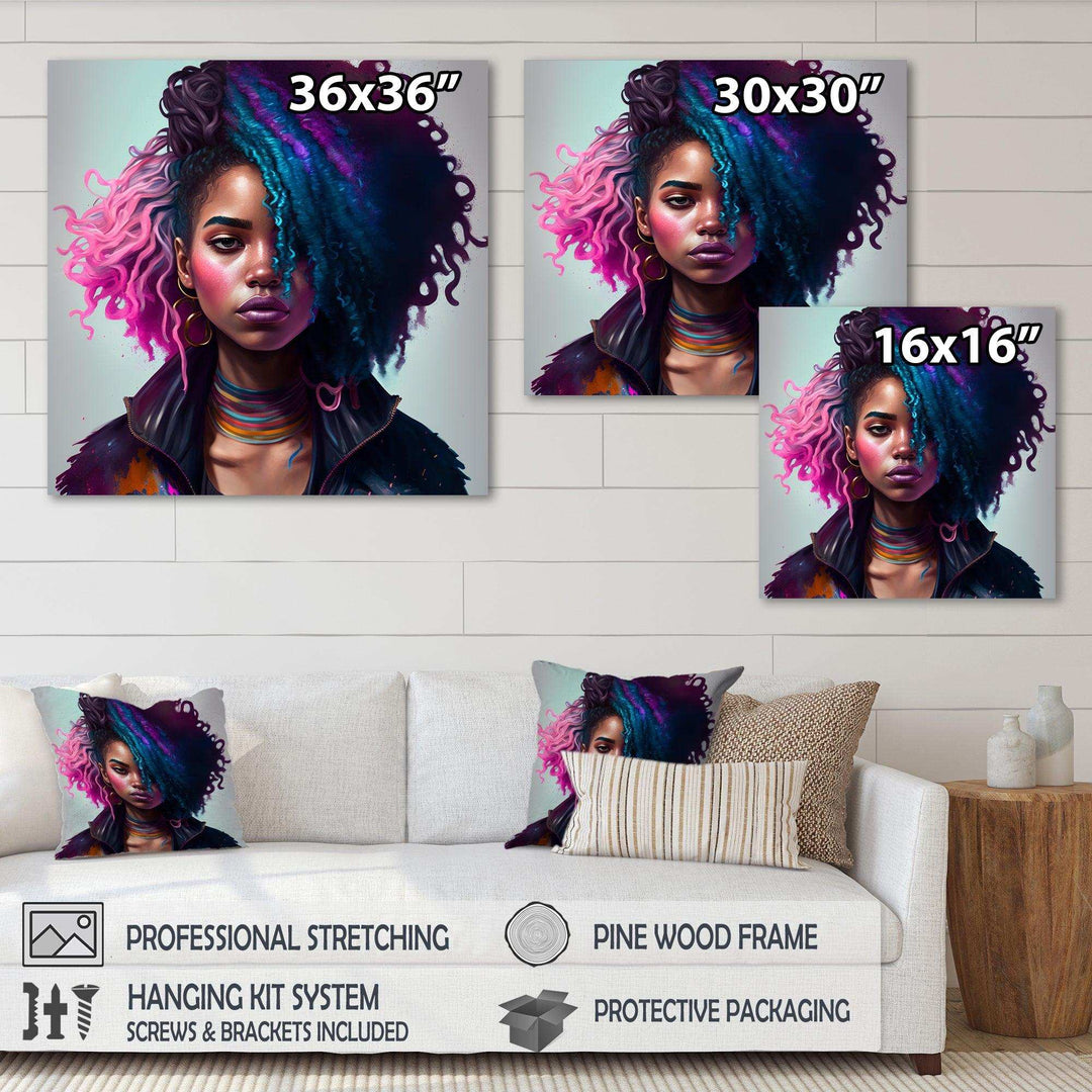 Fashion Hip Hop Girl In Pink And Blue I