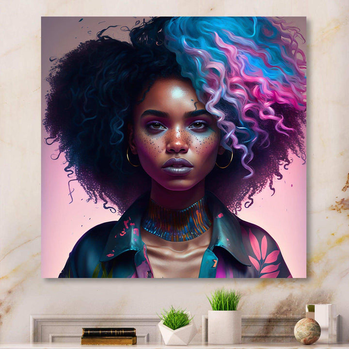 Fashion Hip Hop Girl In Pink And Blue III