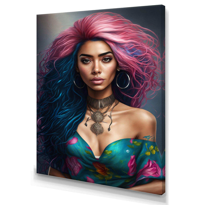 Fashion Indian Woman In Pink And Blue II