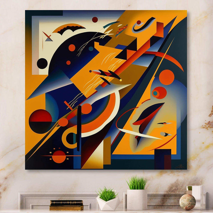 Multicolor Geometric Orange Shapes IV - Modern Living Room Wall Decor