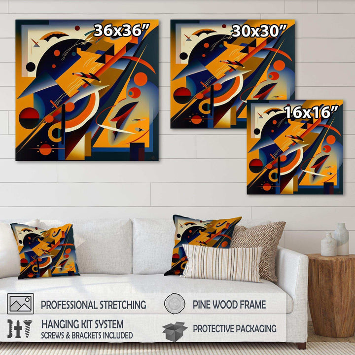 Multicolor Geometric Orange Shapes IV - Modern Living Room Wall Decor