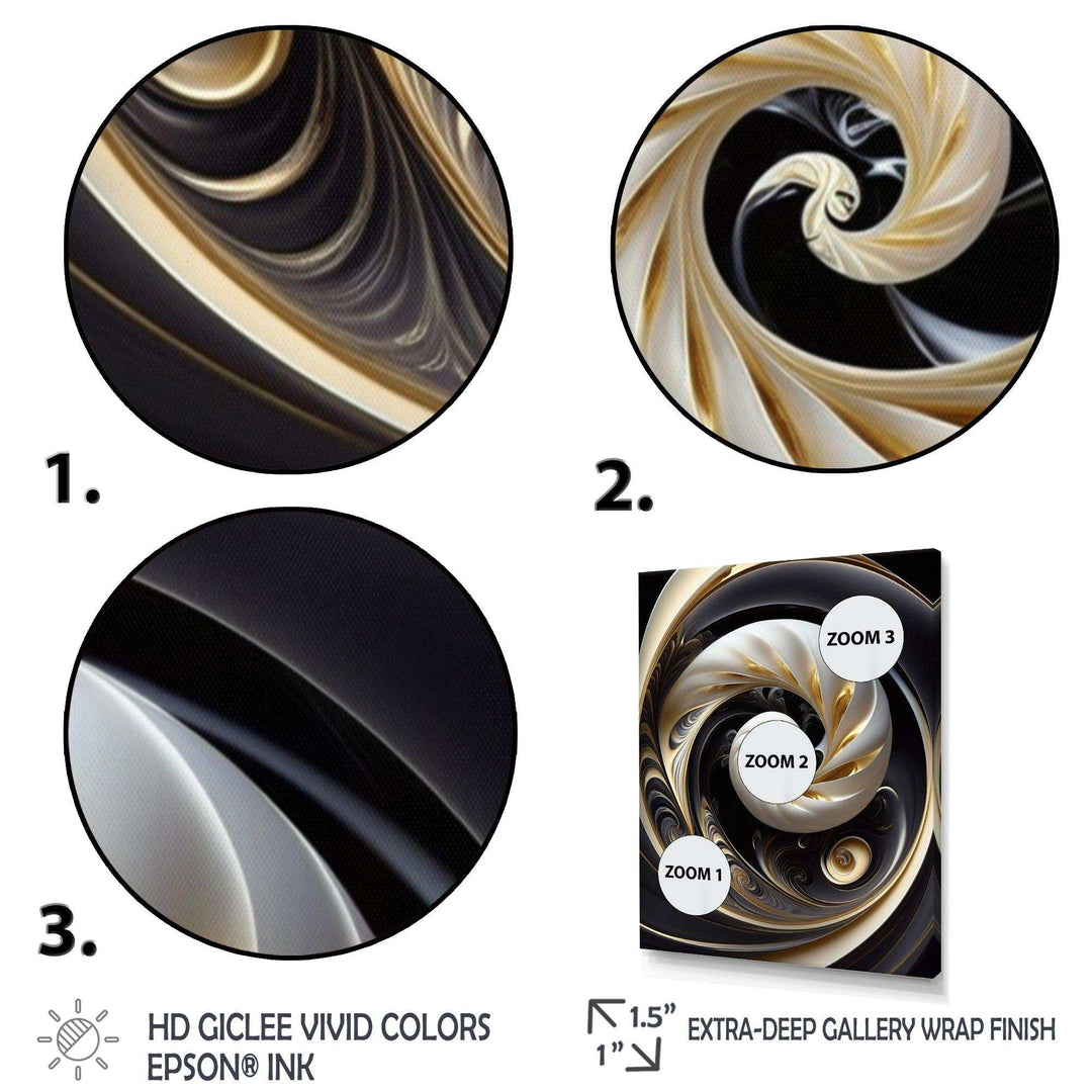 Gold Black And White Stained Glass V - Modern Bedroom Wall Art