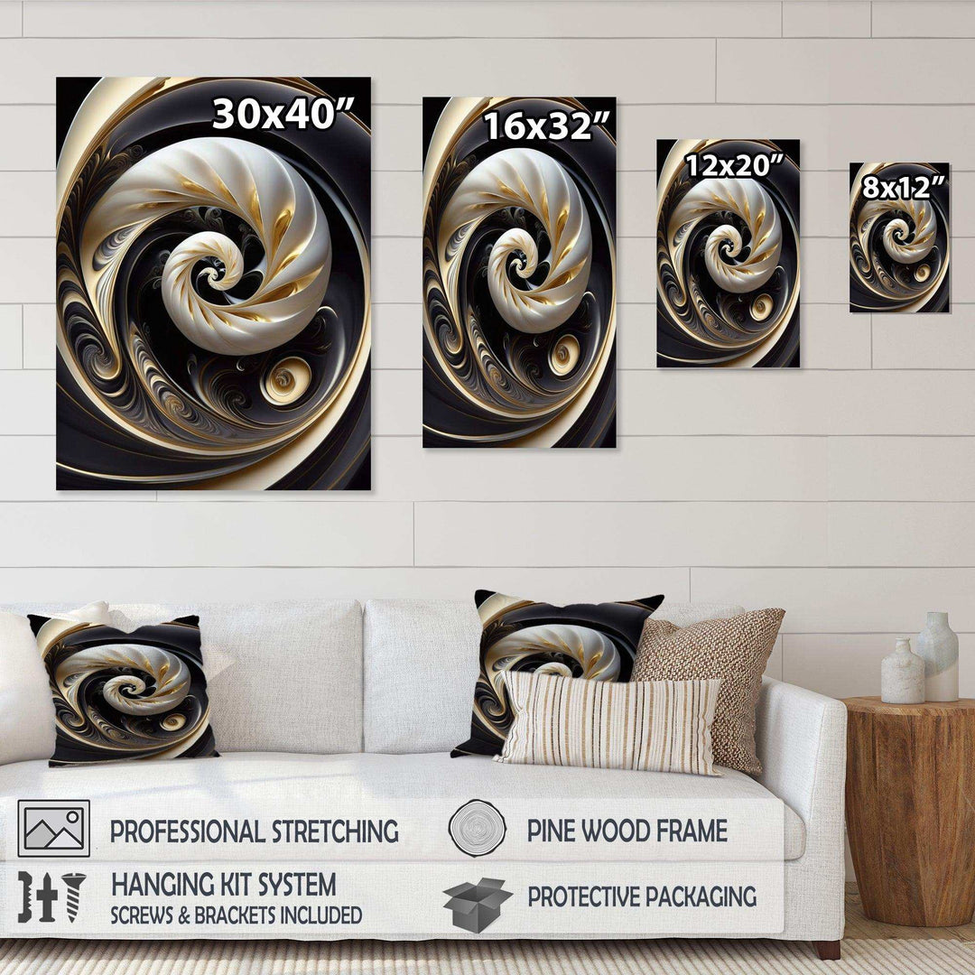Gold Black And White Stained Glass V - Modern Bedroom Wall Art