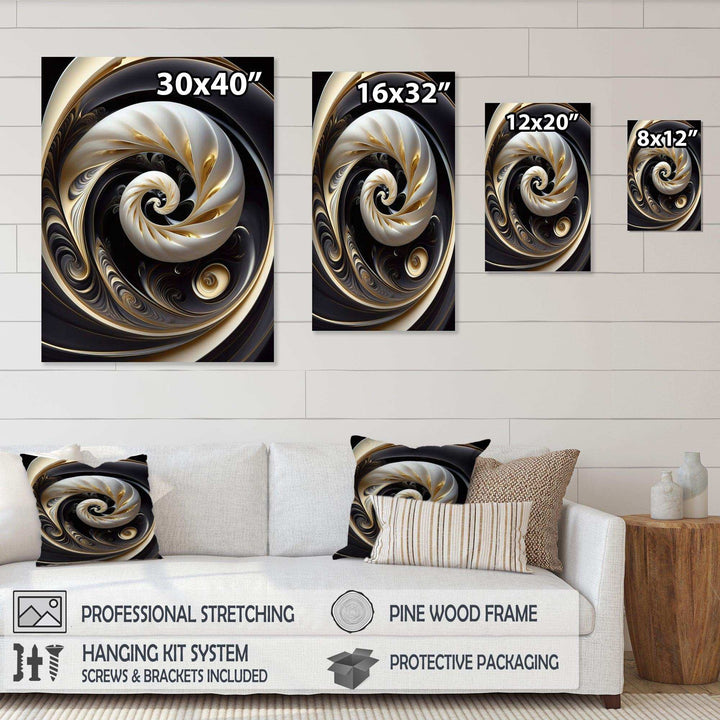 Gold Black And White Stained Glass V - Modern Bedroom Wall Art