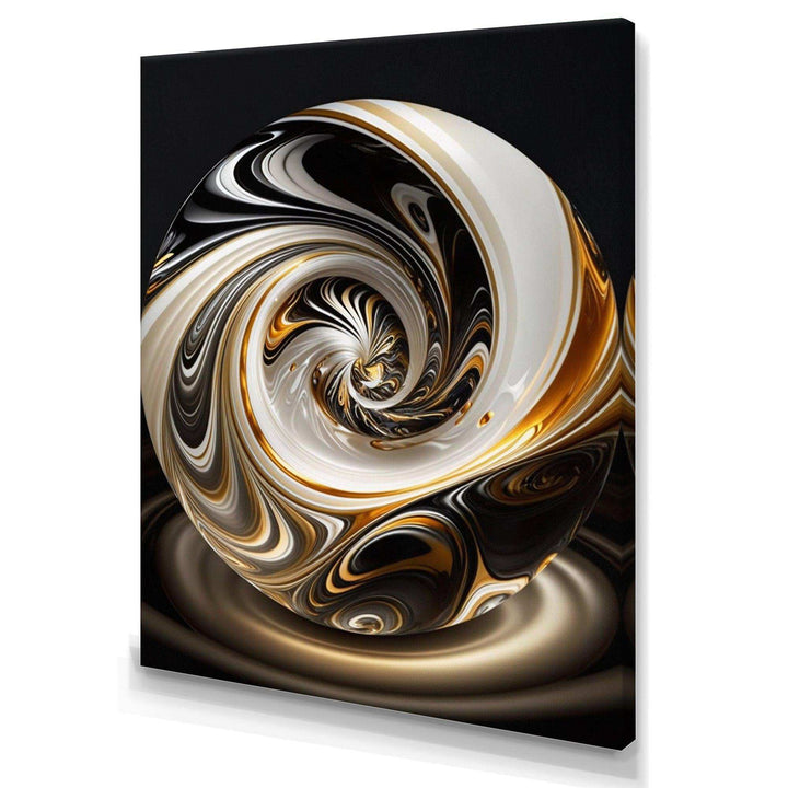 Gold And Black Stained Glass Spiral II - Modern Bedroom Wall Art