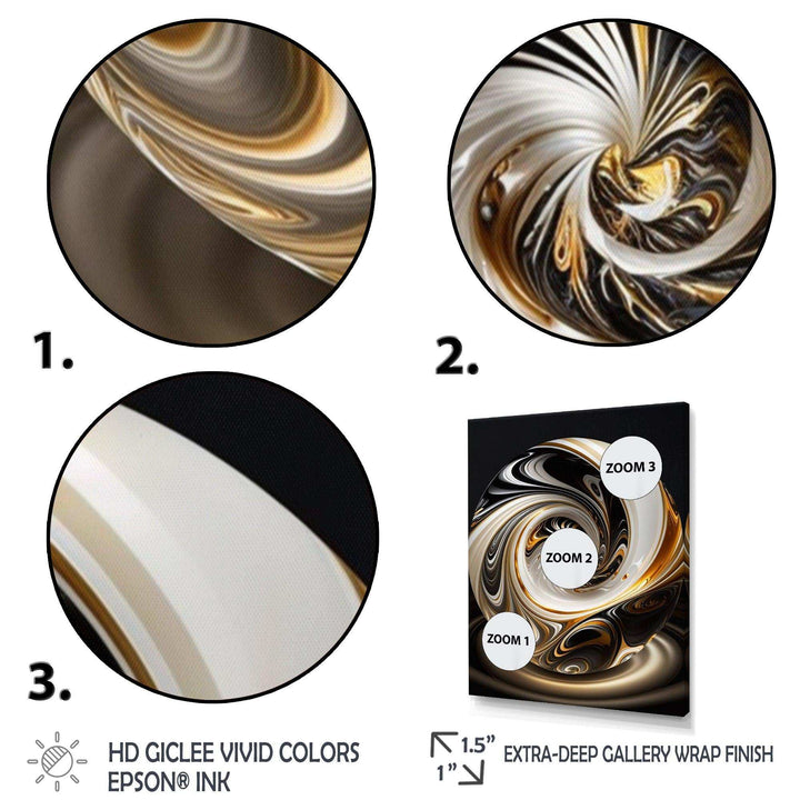 Gold And Black Stained Glass Spiral II - Modern Bedroom Wall Art
