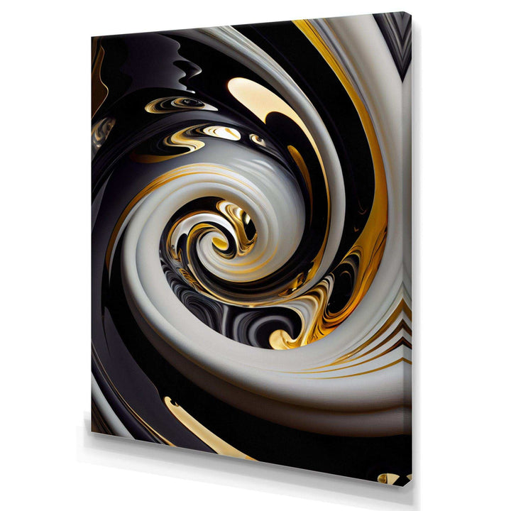 Gold And Black Stained Glass Spiral III - Modern Wall Art Prints