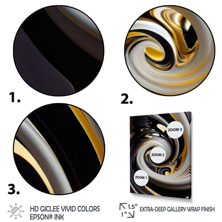 Gold And Black Stained Glass Spiral III - Modern Wall Art Prints