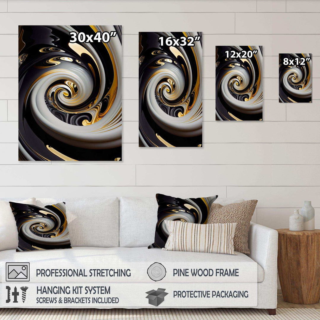 Gold And Black Stained Glass Spiral III - Modern Wall Art Prints