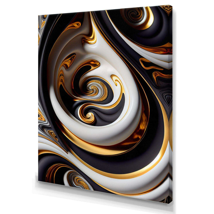 Gold And Black Stained Glass Spiral IV - Modern Canvas Wall Art