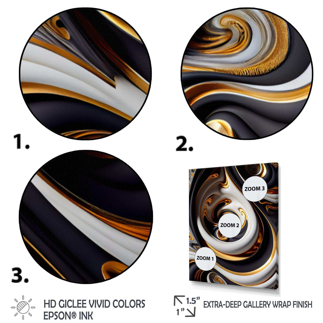 Gold And Black Stained Glass Spiral IV - Modern Canvas Wall Art