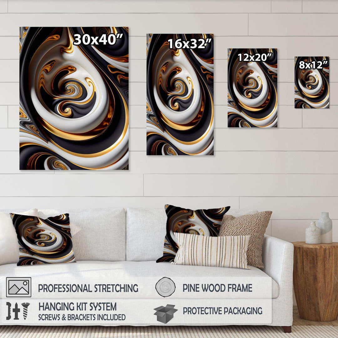 Gold And Black Stained Glass Spiral IV - Modern Canvas Wall Art
