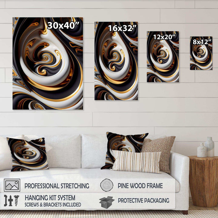 Gold And Black Stained Glass Spiral IV - Modern Canvas Wall Art
