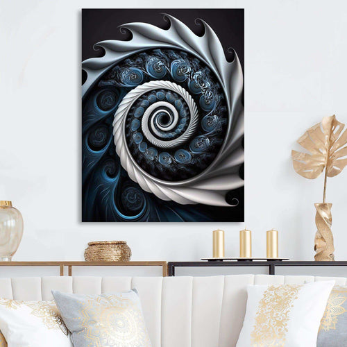 Blue And White Stained Liquid Glass II - Modern Canvas Wall Art