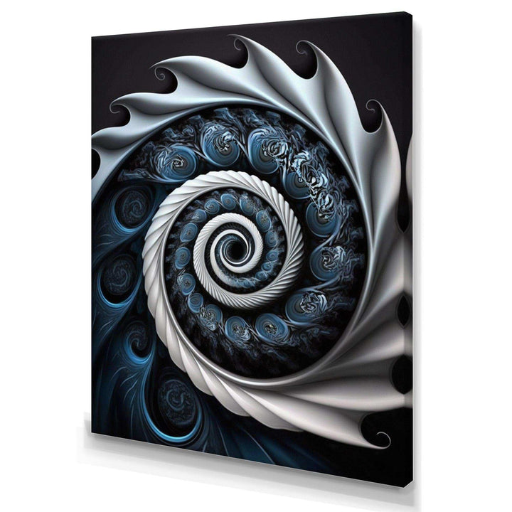 Blue And White Stained Liquid Glass II - Modern Canvas Wall Art