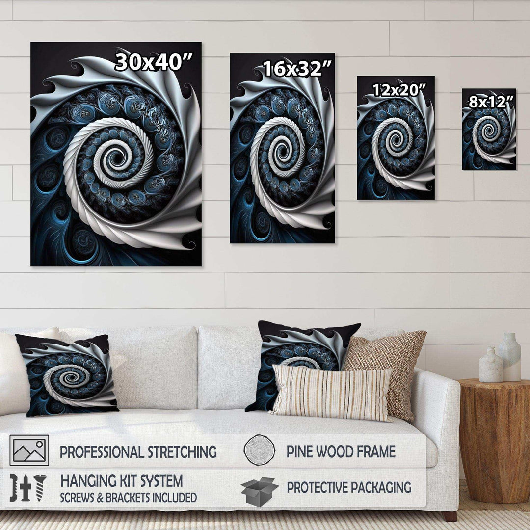 Blue And White Stained Liquid Glass II - Modern Canvas Wall Art