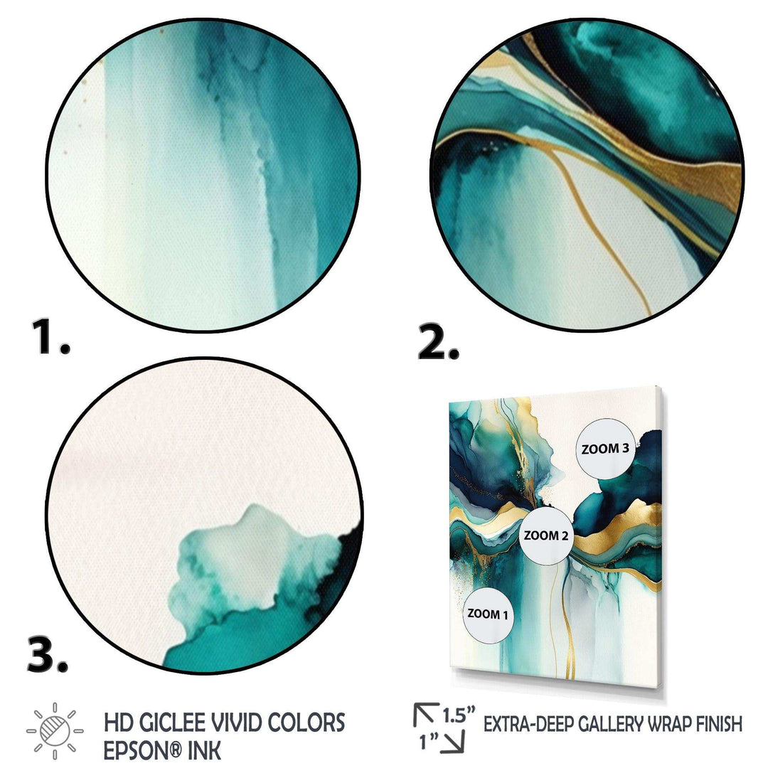 Teal And Gold Abstract Expression I - Modern Living Room Wall Decor