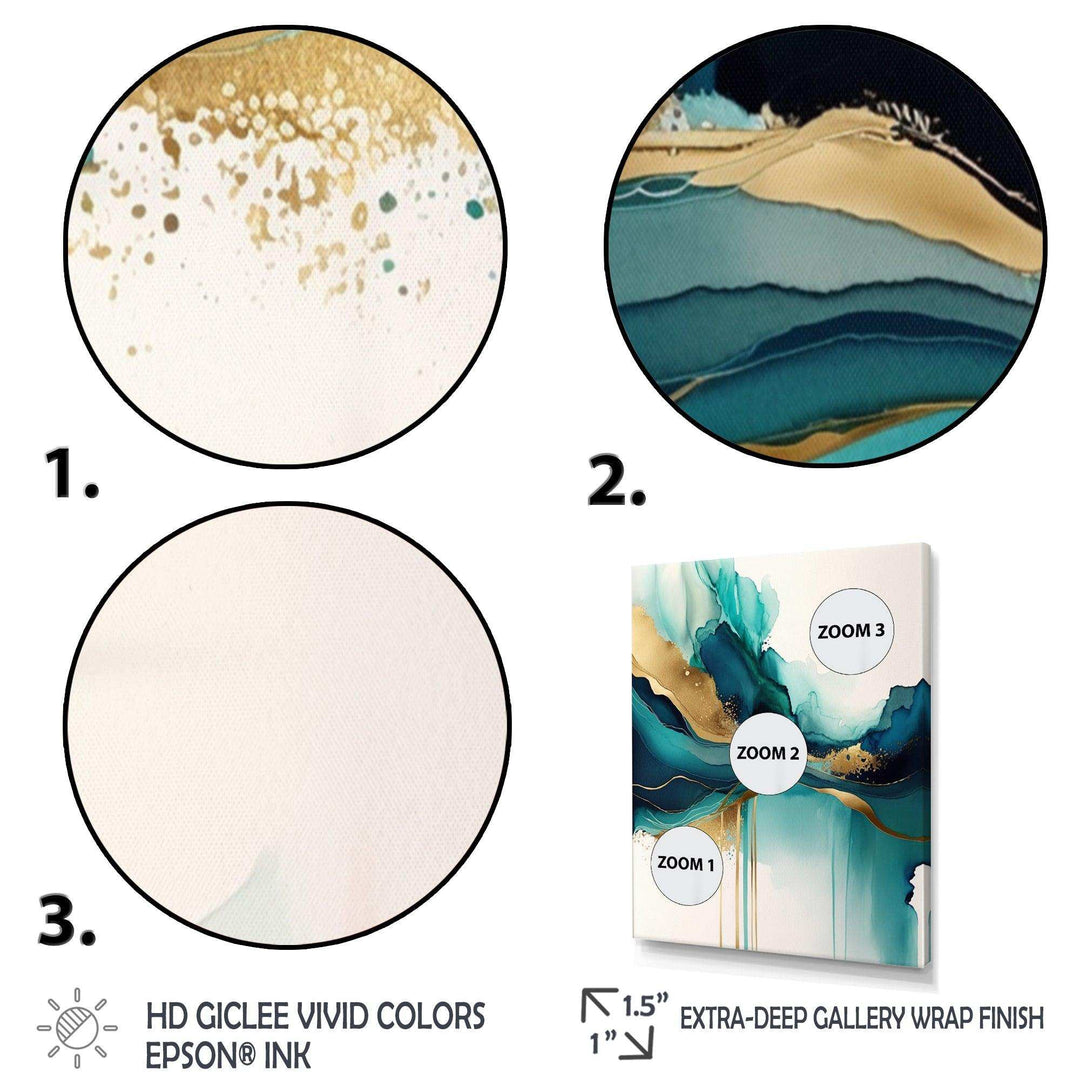 Teal And Gold Abstract Expression II - Modern Bedroom Wall Art