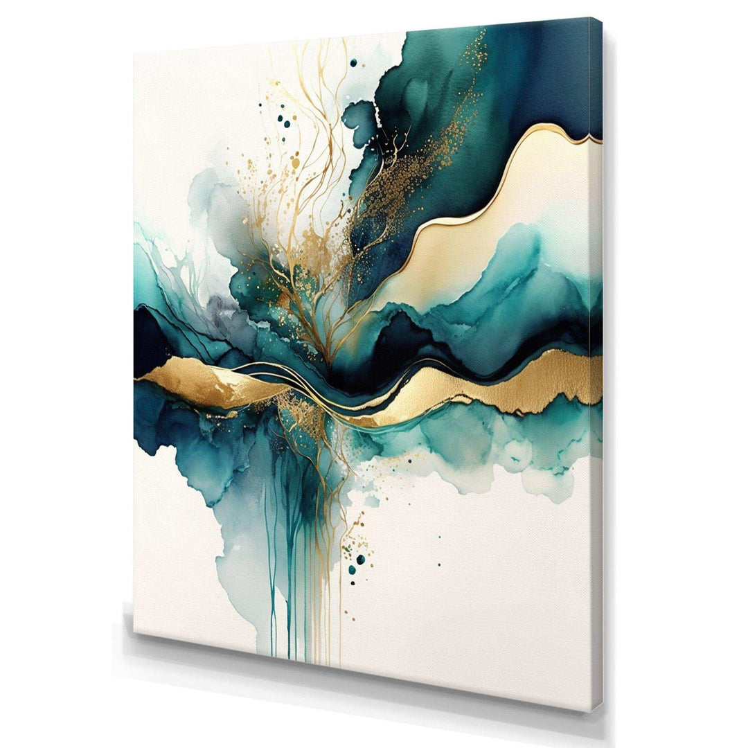 Teal And Gold Abstract Expression III - Modern Wall Art Prints