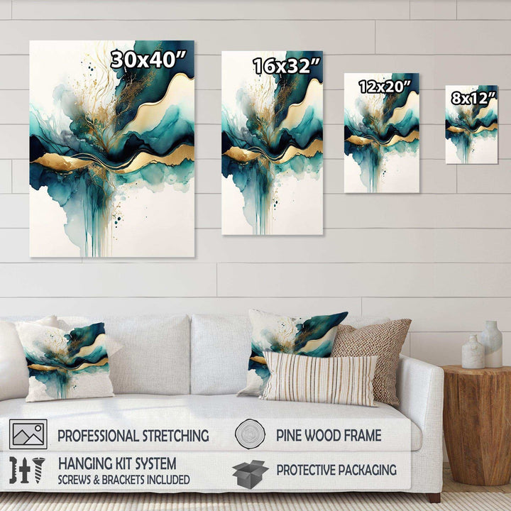 Teal And Gold Abstract Expression III - Modern Wall Art Prints