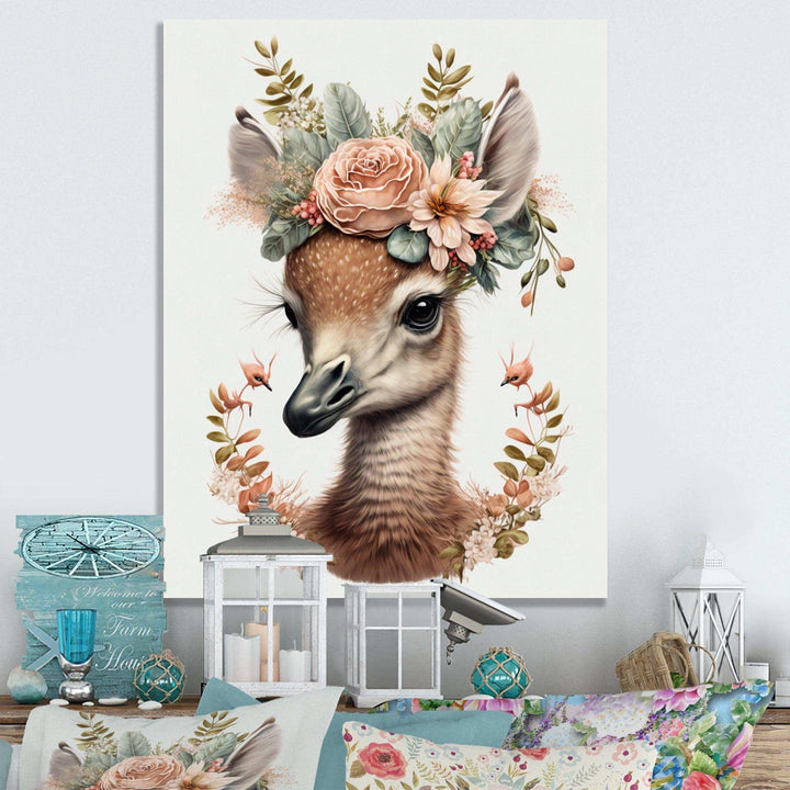 Cute Baby Flamingo With Floral Crown