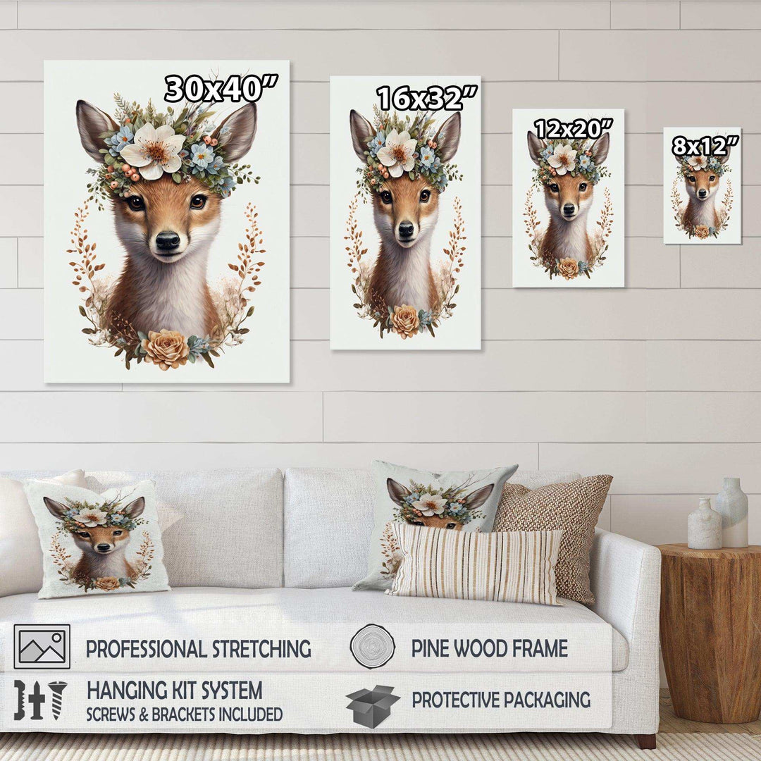 Cute Baby Fox With Floral Crown II