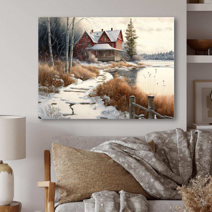Calm Red Barn In Winter II