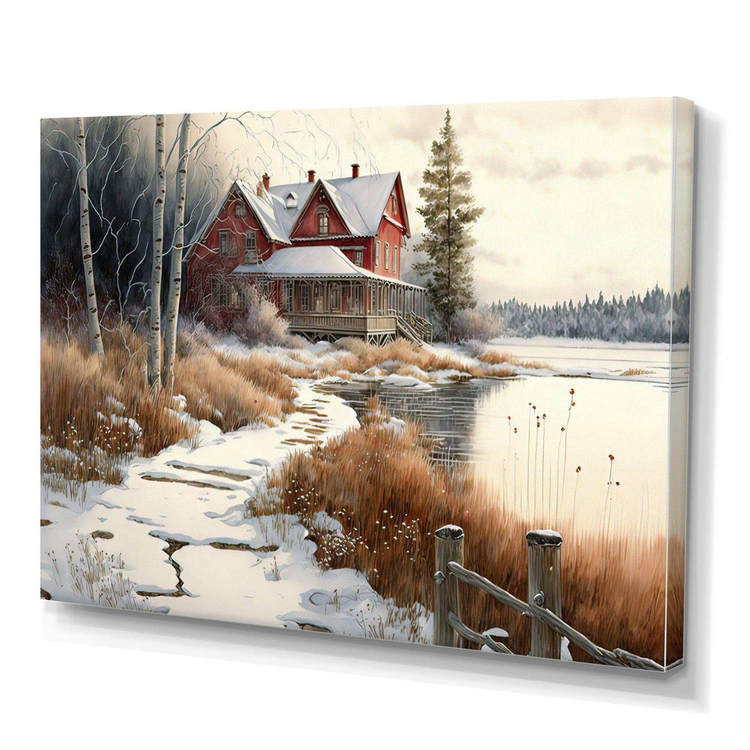 Calm Red Barn In Winter II