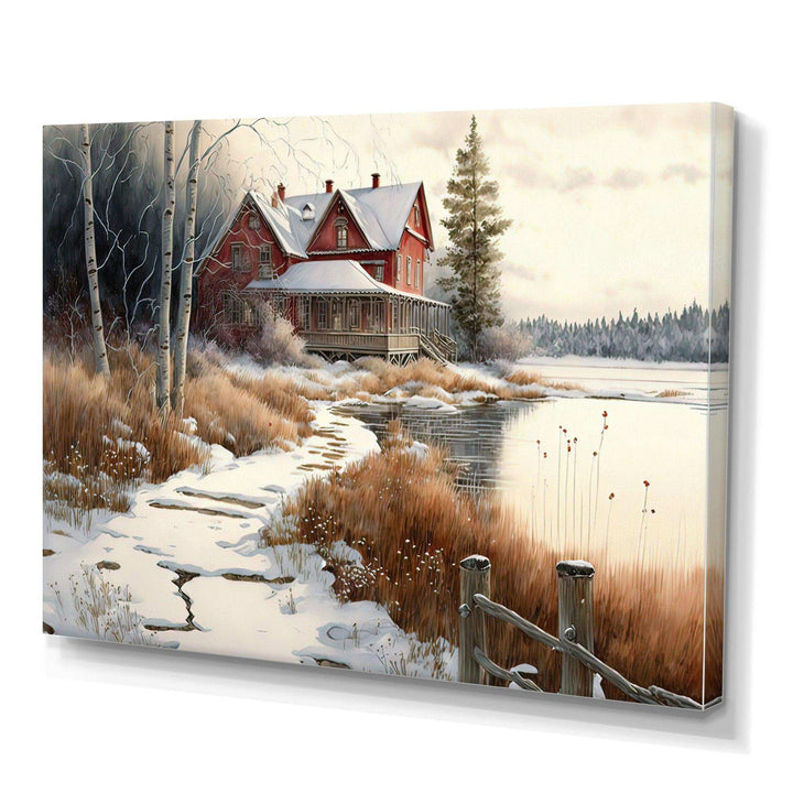 Calm Red Barn In Winter II