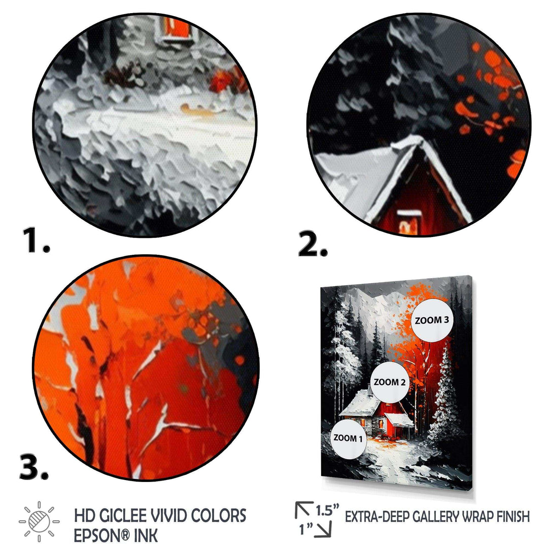 Monochrome Orange Cottage In Winter I