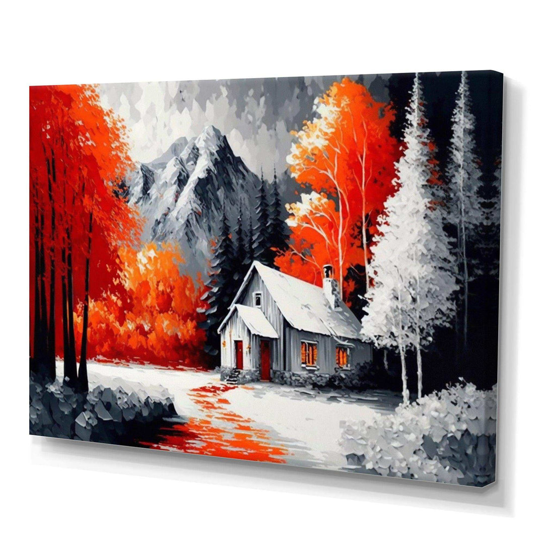 Monochrome Orange Cottage In Winter II