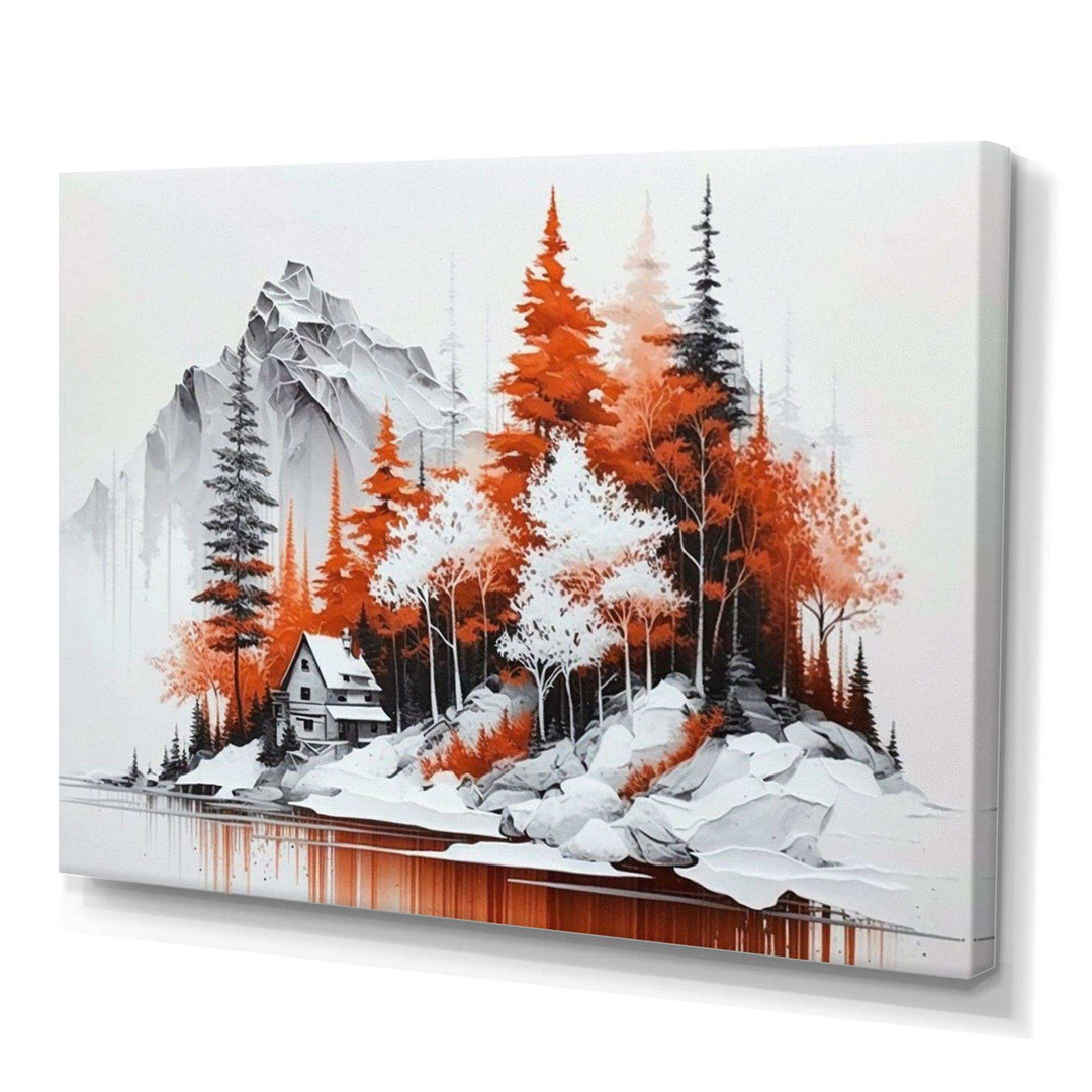 Monochrome Orange Cottage In Winter II