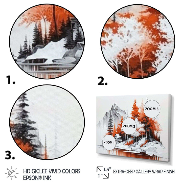 Monochrome Orange Cottage In Winter II