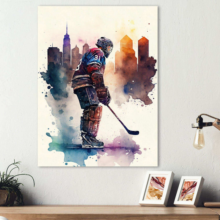 Hockey Player In Front Of Cityscape I